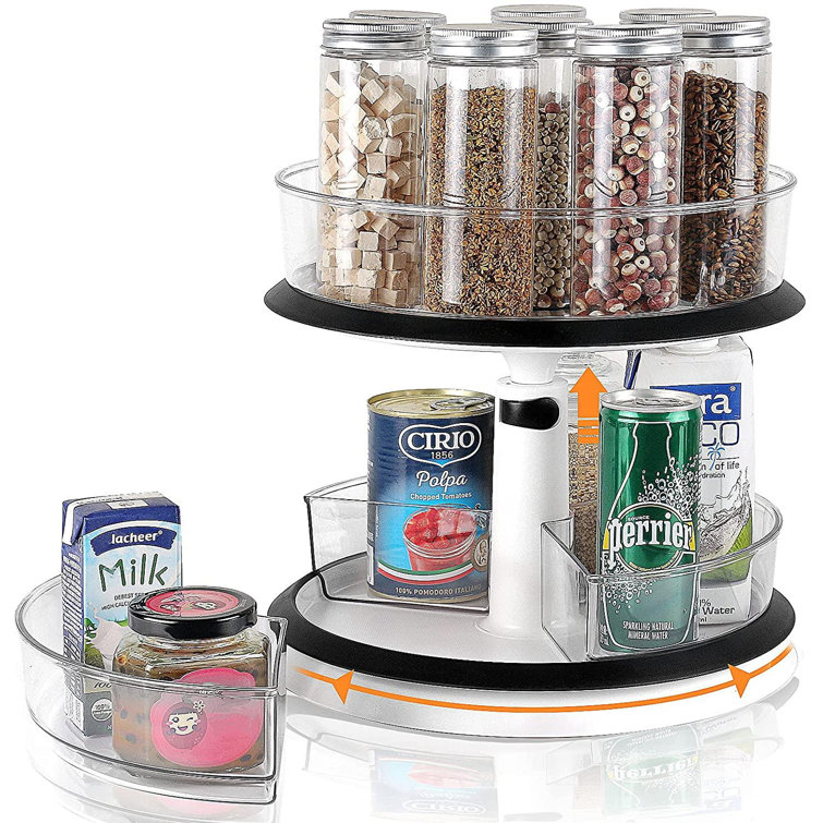 Prep & Savour 2 Tier Lazy Susan, Clear Plastic Height Adjustable